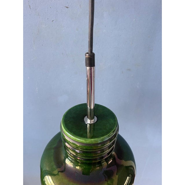 Mid-Century Green Ceramic Pendant Light, West Germany For Sale - Image 10 of 12