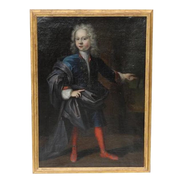 Antique Portrait of a Young Boy Oil Painting For Sale