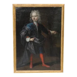 Antique Portrait of a Young Boy Oil Painting