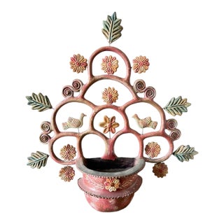 Mexican Tree of Life Large Wall Pocket Sculpture For Sale