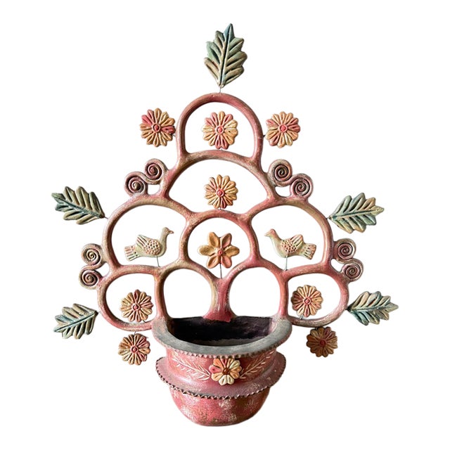 Mexican Tree of Life Large Wall Pocket Sculpture For Sale