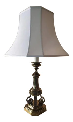 Vintage Mid-Century Stiffel Bronze Scrolling Table Lamp With Shade