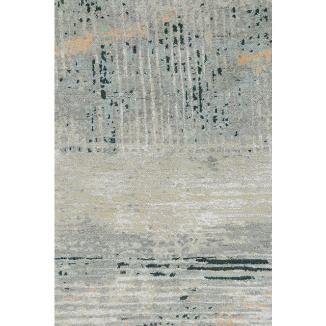 Abstract Rug & Kilim’s Oversized Abstract Rug With Gray and Blue Geometric Patterns For Sale - Image 3 of 7