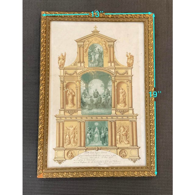 An early 20th-century French Catholic devotional print by Maison Bouasse-Lebel of Paris, housed in its original gilt gesso...