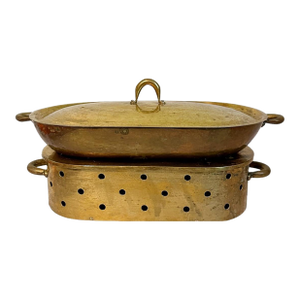 Vintage Karl Raichle Meersburg Hand Hammered Tinned Brass Roasting Dish & Warmer - Bauhaus