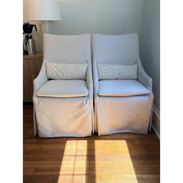Pair of Lee Industries Host Chairs (5205-01c) on Casters For Sale - Image 9 of 12