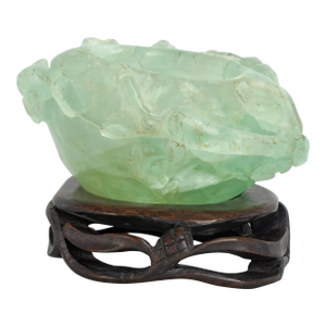 Antique Chinese Carved Fluorite Censer or Brush Washer on Stand Qing/Republic