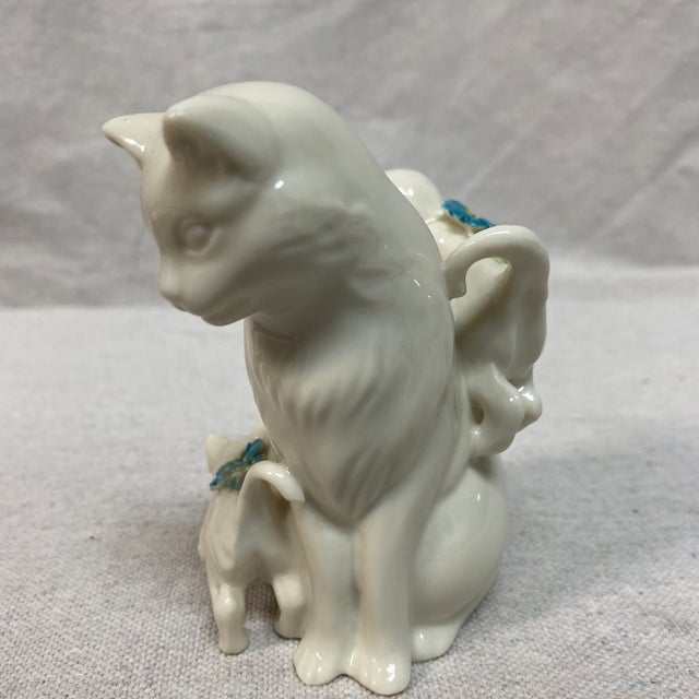 Traditional Belleek Pottery "Floral Treasures Cat and Kittens" Figurine For Sale - Image 3 of 12