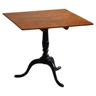 Antique Handcrafted Square Drop Leaf Table in Burl Wood, Sweden, 19th Century For Sale