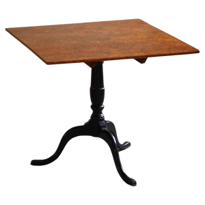 Antique Handcrafted Square Drop Leaf Table in Burl Wood, Sweden, 19th Century