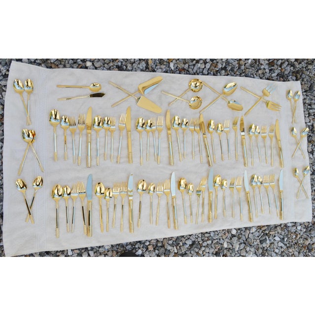 2020s Contemporary Modern Flatware Stainless Steel Gold Tone Korea 82 Piece Collection For Sale - Image 5 of 18