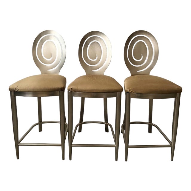 Late 20th Century Spiral Counter Stools- Set of 3 For Sale