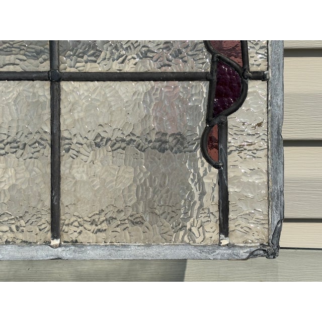Pink Early 20th Century Stained Glass Window For Sale - Image 8 of 11