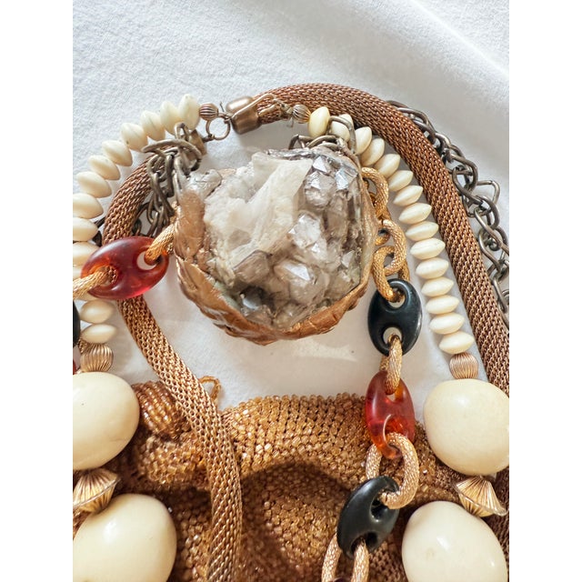 Vintage Artisan Smoky Quartz Mixed Media Statement Necklace For Sale - Image 15 of 16