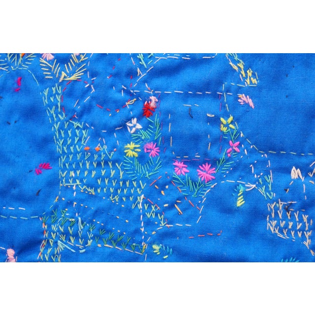 Colombian Arpillera Folk Art Village Farm Animal Scene Textile Tapestry 28" For Sale - Image 15 of 15