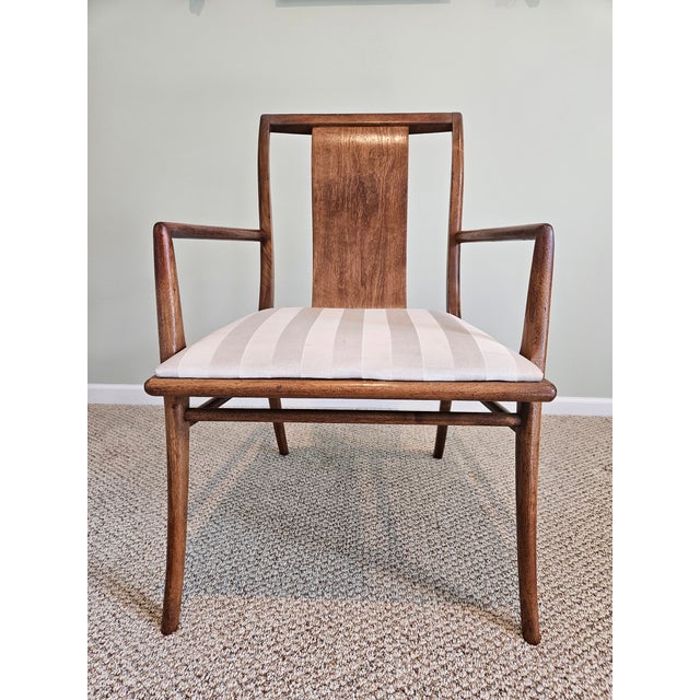 Mid-Century Modern Walnut Upholstered Armchairs (Set of 5) For Sale - Image 10 of 13