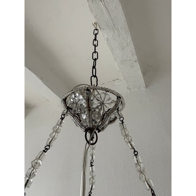 1920 French Maison Bagues Style Crystal Lantern Prisms Beaded Chandelier For Sale - Image 6 of 10