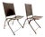 Modern Leather and Steele Folding Chairs- A Pair For Sale