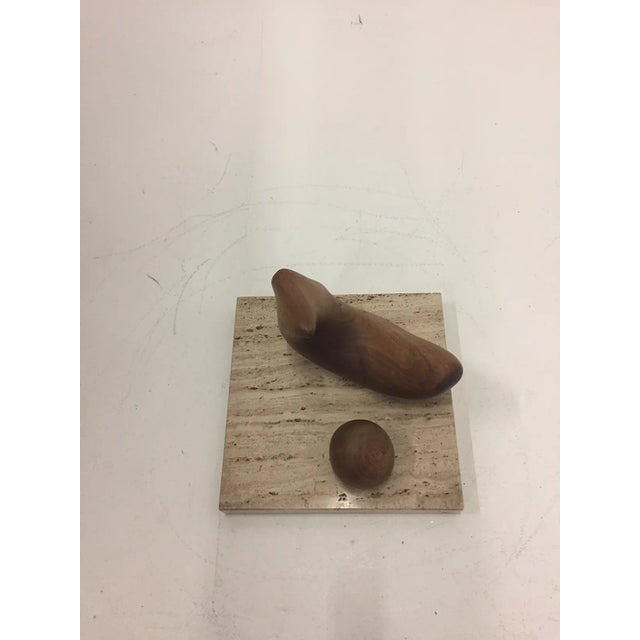 1970s Abstract Walnut Sculpture on Travertine Base by Arthur Williams For Sale - Image 5 of 13