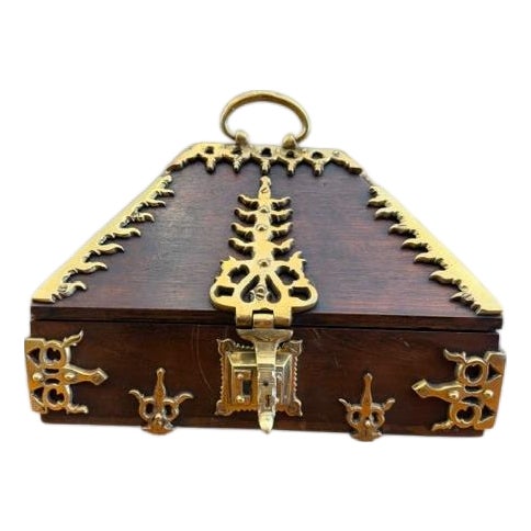 18th Century Brass Mounted and Lacquered “Marriage” Dowry Box. For Sale