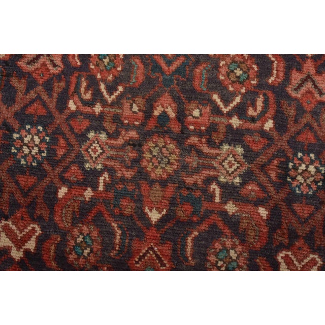 Hamedan Runner 3’4” X 10′ Blue Wool Semi-Antique Tribal Hand-Knotted Rug For Sale - Image 10 of 14