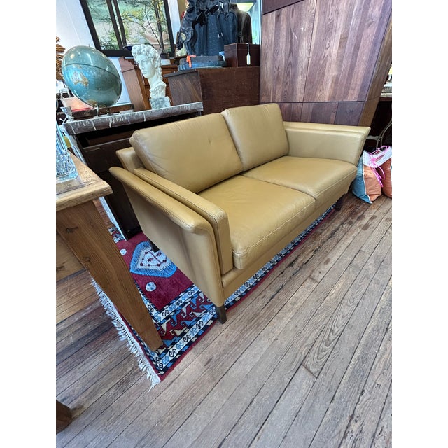 Borge Mogensen Style Danish Mid Century Modern Leather Loveseat For Sale In Philadelphia - Image 6 of 14