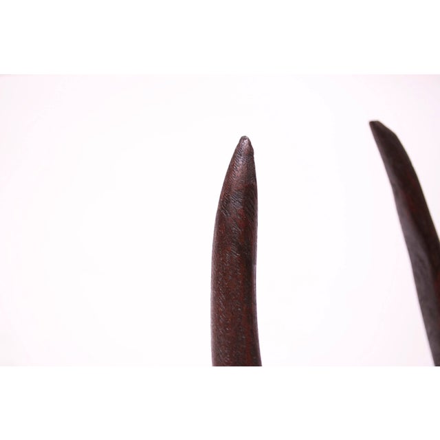 Wall-Mounted Hand-Carved Wooden Antelope Head For Sale - Image 12 of 13