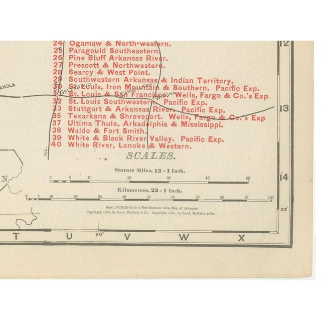 Antique Map of Arkansas with Hot Springs from Rand McNally, 1899 For Sale - Image 9 of 12
