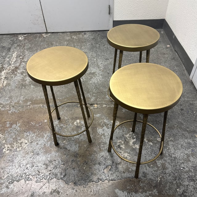 2020s Four Hands Westwood Aged Brass Counter Stools, Set of Three For Sale - Image 5 of 12