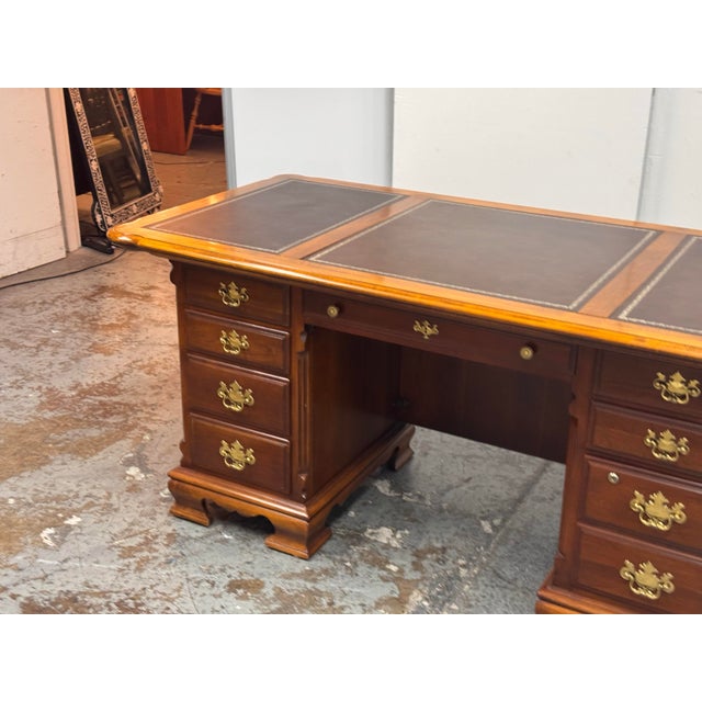 Early 21st Century Lexington Traditional Double Pedestal Executive Desk, Vintage For Sale - Image 5 of 12