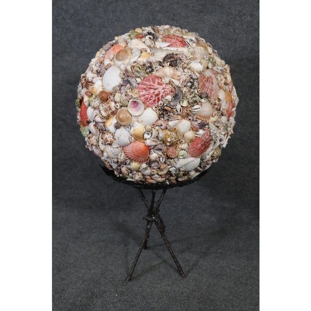 Mid-Century Modern Mid-Century Modern Shell Encrusted Sculpture on Edgar Brandt Style Stand For Sale - Image 3 of 10