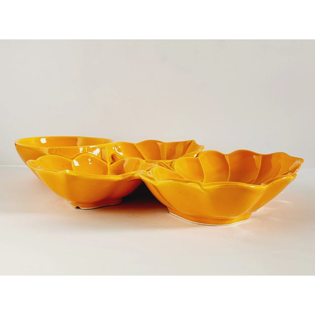 Mid-Century Modern Mid Century Usa Pottery Chip & Dip Platter For Sale - Image 3 of 11