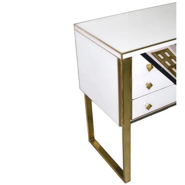 Late 20th Century 20th Century Art Deco Style Italian White, Black /Gold Chest Cabinet / Sideboard For Sale - Image 5 of 9