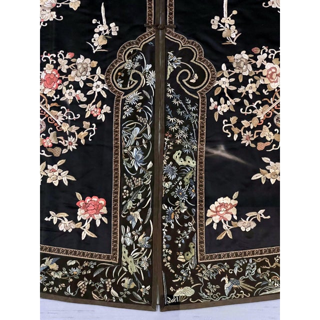 Black Frame Antique Chinese Embroidered Robe Qing Dynasty For Sale - Image 8 of 16