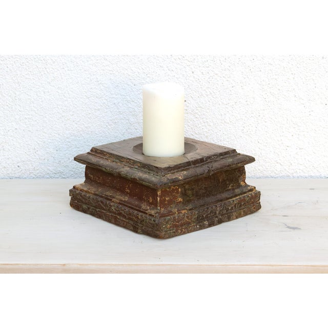 Weathered Indian Teak Architectural Plinth For Sale - Image 9 of 10