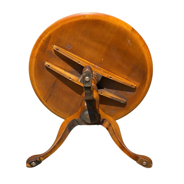 Orange Vintage Queen Anne Style Birds Eye Maple Tea Table For Sale - Image 8 of 9