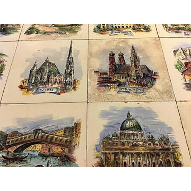 Mid-century Italian Modernist European Cities Tile Bar Cart For Sale - Image 4 of 8