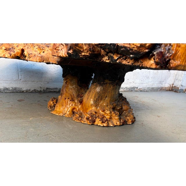 Late 20th Century Live Edge Burl Wood Coffee Table With Glitter Epoxy For Sale - Image 9 of 13