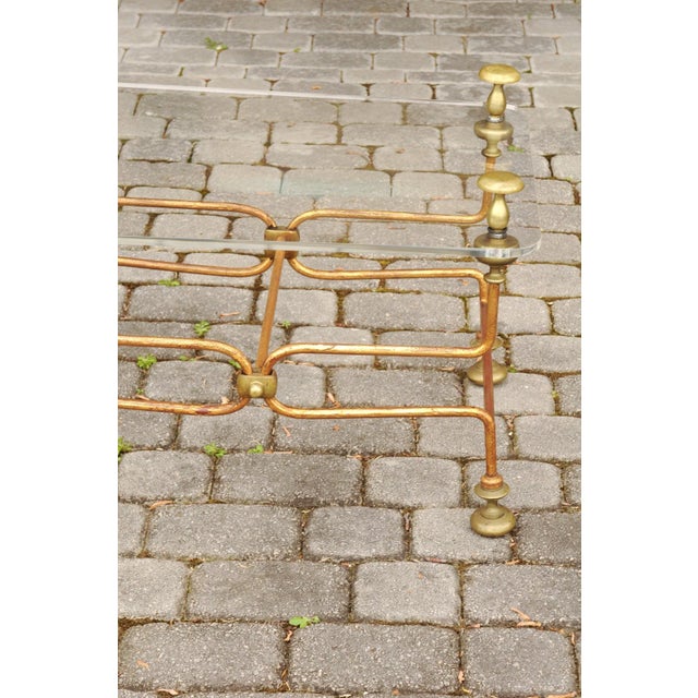 Midcentury Italian Vintage Brass Cocktail Table with Lucite Top and Looping Base For Sale - Image 4 of 12