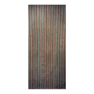 Vintage Turkish Kilim Rug, Handwoven Wool, Gray & Maroon Stripes, 5x10 For Sale