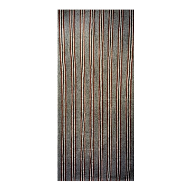 Vintage Turkish Kilim Rug, Handwoven Wool, Gray & Maroon Stripes, 5x10 For Sale