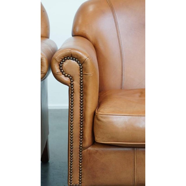 Set of Cognac-Colored Cowhide Chairs For Sale - Image 14 of 17