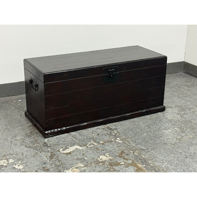 Industrial Pottery Barn Emmett Zen Brown Trunk/Coffee Table For Sale - Image 3 of 12