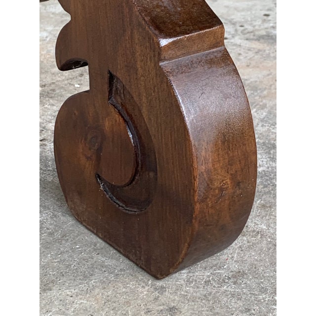 19th Century Walnut and Wrought Iron Desk With Two Drawers and Lyre Legs For Sale - Image 9 of 13