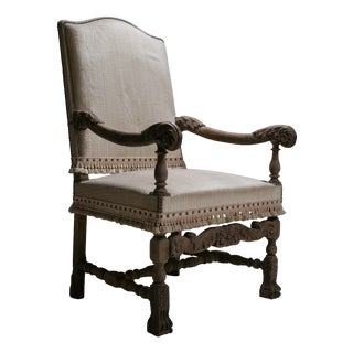 Late 19th Century Louis XIII French Carved Walnut Armchair For Sale