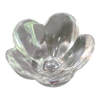 Vintage Orrefors Lotus Flower Crystal Candy Nut Serving Bowl For Sale