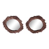 Early 20th Century Petite Beaux-Art Brass Wall Mirrors - a Pair For Sale