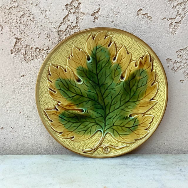 German Majolica leaf plate, circa 1900.