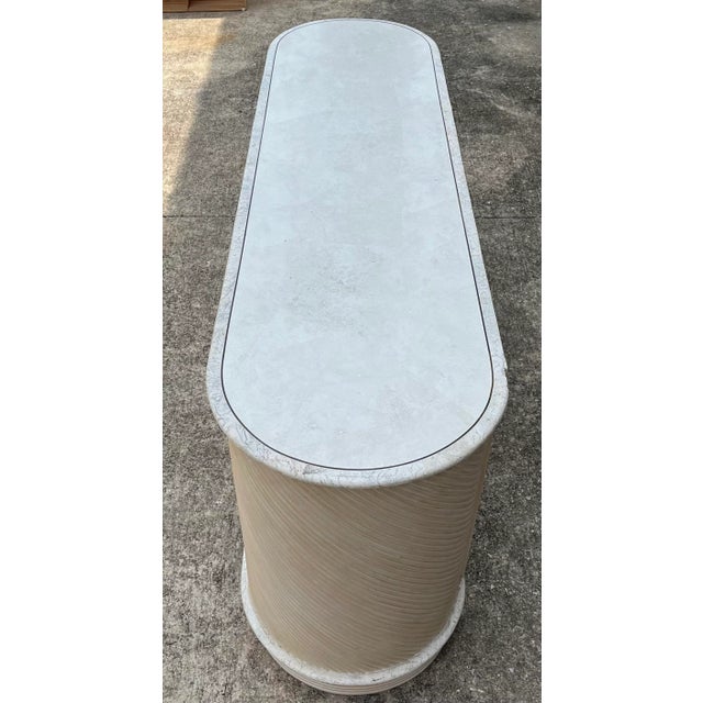 Casa Bique 1990s Casa Bique Coastal Tessellated Stone and Rattan Look Credenza For Sale - Image 4 of 11