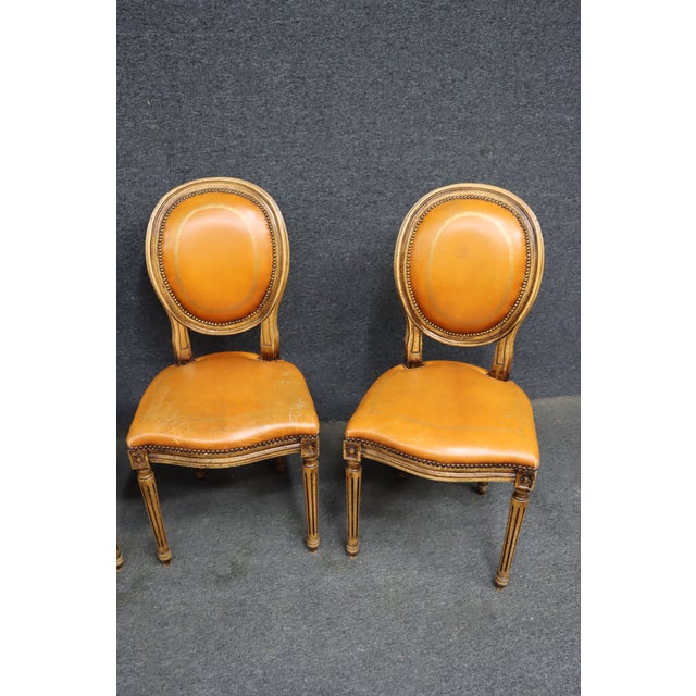 Late 20th Century Maitland-Smith Attributed Louis XVI Style Leather Upholstered Side Chairs, Set of 4 For Sale - Image 5 of 18